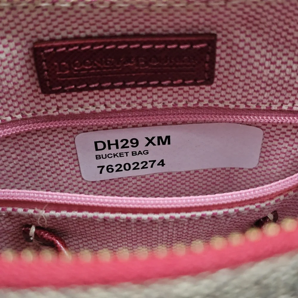Dooney & Bourke Hobo Bucket Bag Canvas Hearts Signature Gray & Red Y2K DH29